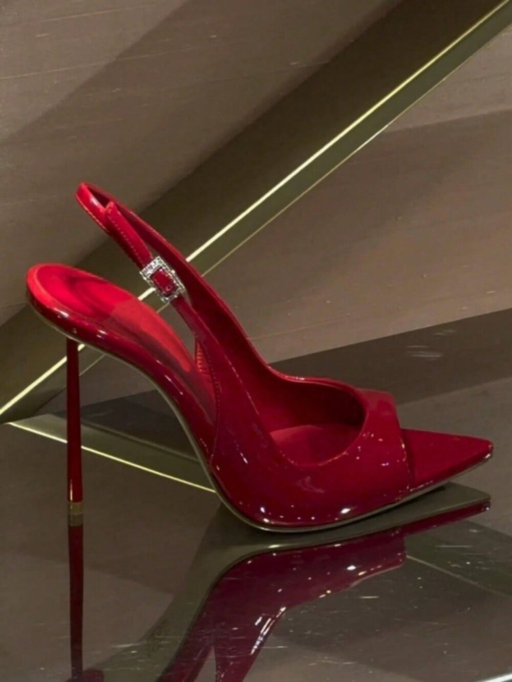 Red Women's Patent Leather Pointed Toe Stiletto High Heels